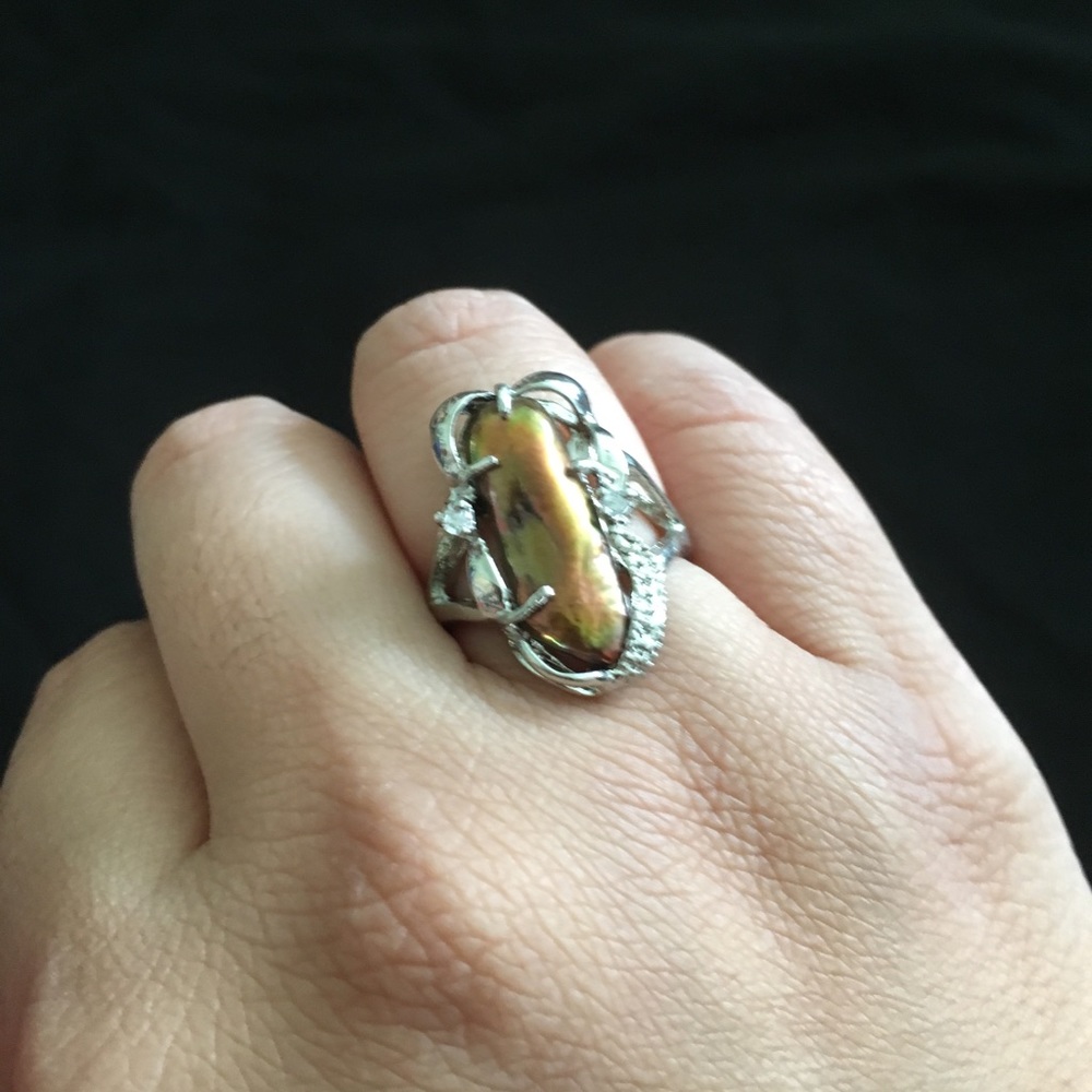 Monster pearl stainless metal ring